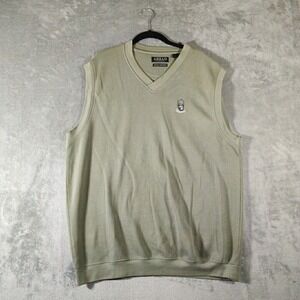 Ahead Authentic Sweater Vest Mens XL‎ Green Hanover Crest 100% Pima Cotton Golf